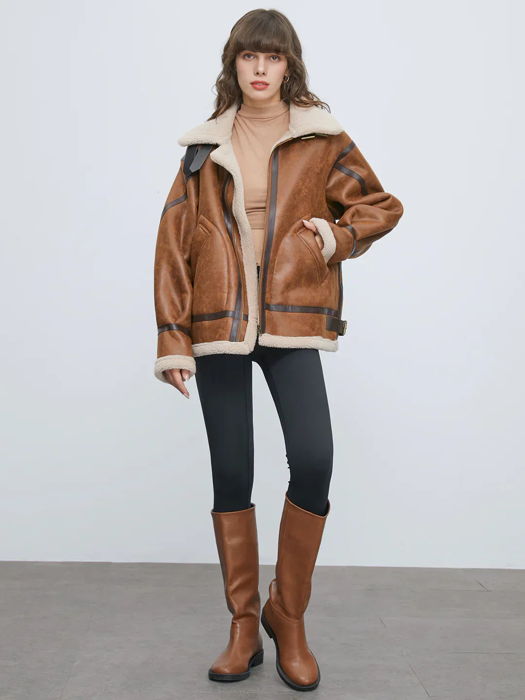 Luvik | Fôret mocka shearling flyjakke
