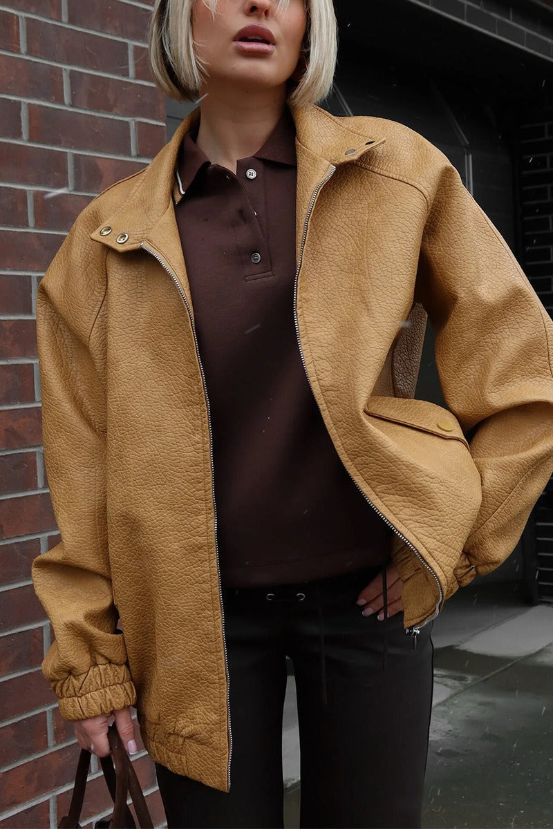 Luvik | Stand Collar PU Nahkajakku