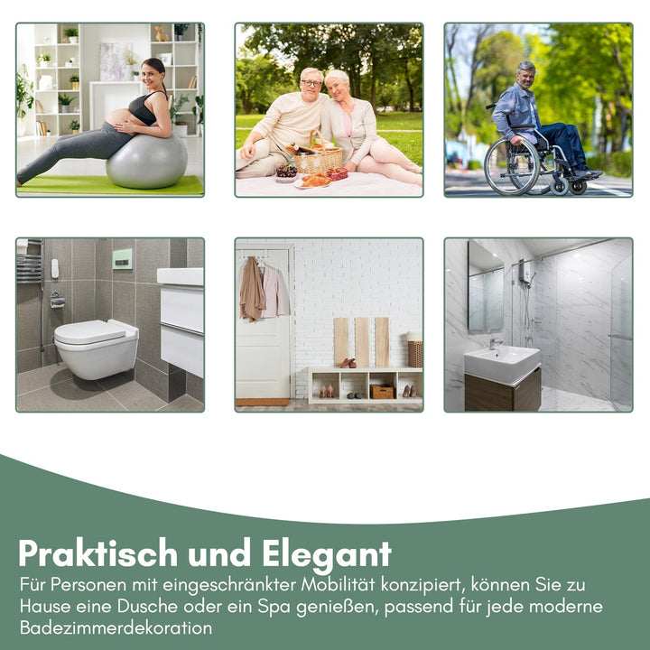 Foldbar dusjsete med armlener veggmontert | Luvikno