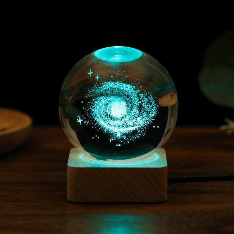 3D Galaxy Crystal Ball Natt Lys Dekor Lampe | Luvikno