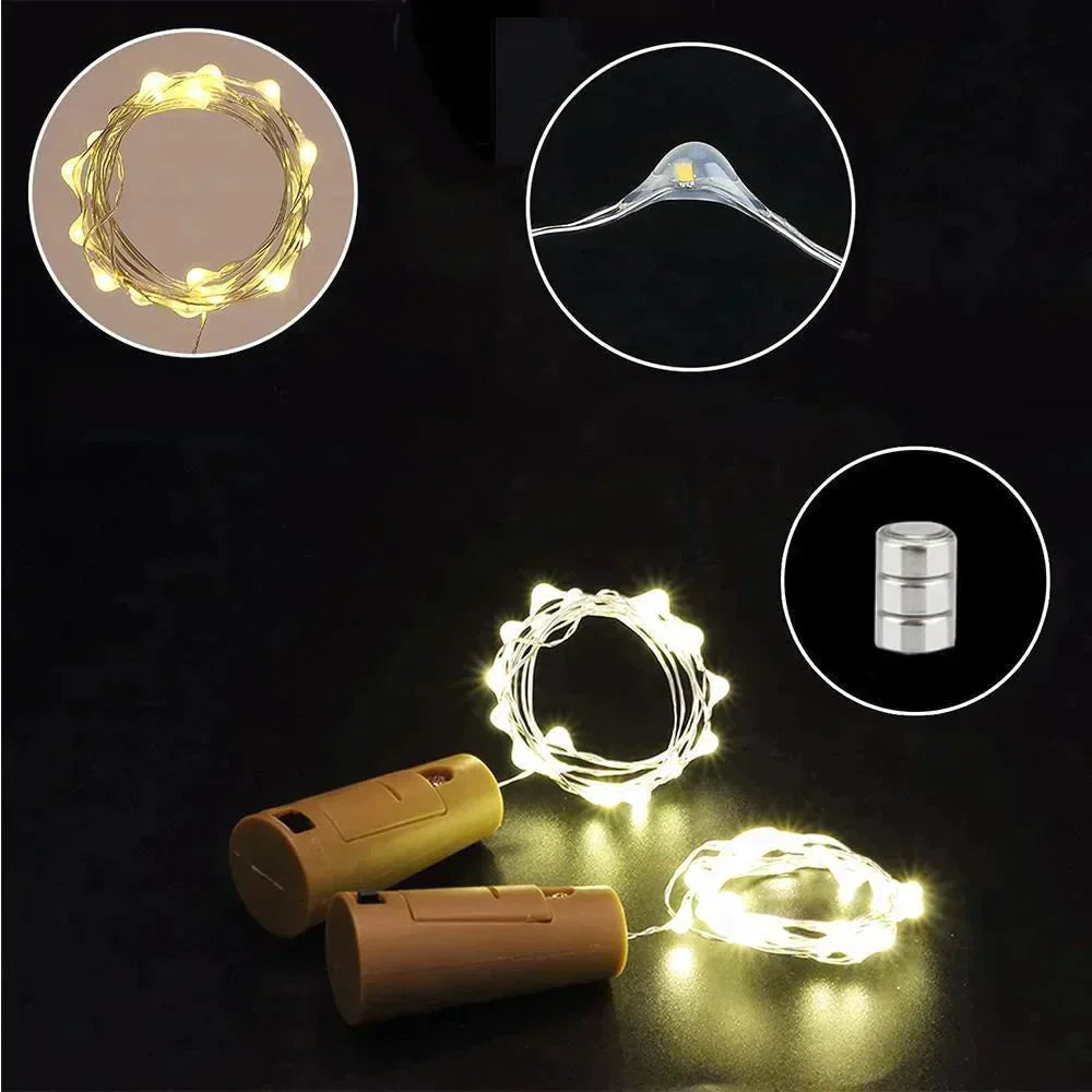 LED Vinflaske Lys Kork Nattlys DIY Dekor Hev - Bit | Luvikno