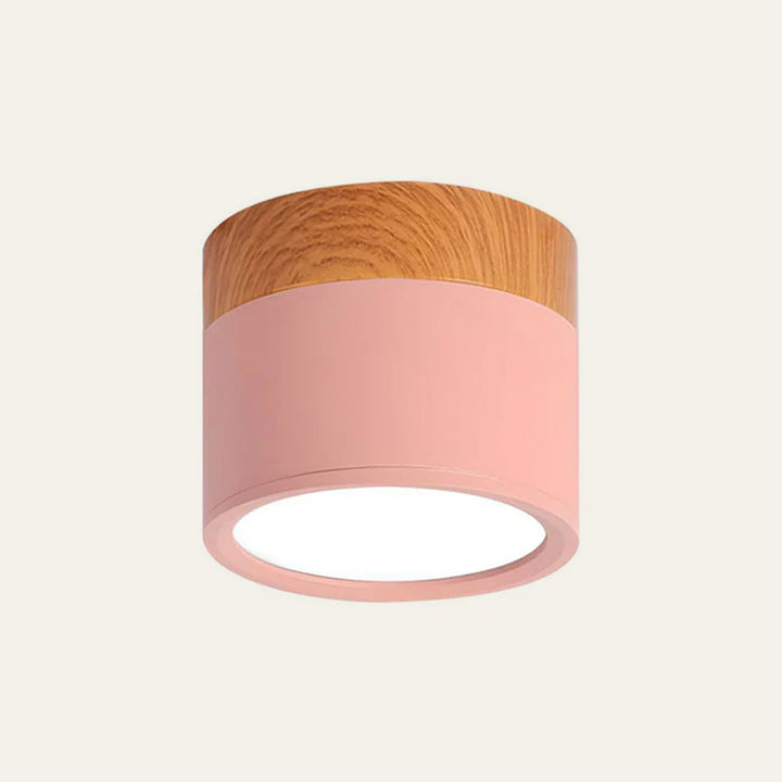 Taklampe med rosa flush trefinish Luvikno