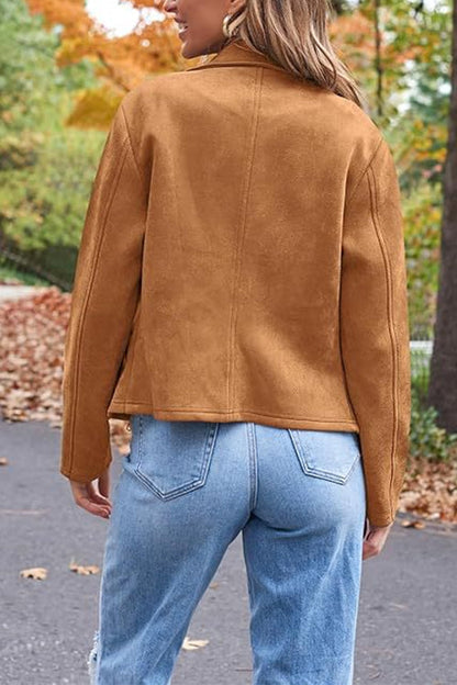 Luvik | Up Pocketed Faux Suede Moottoripyörätakki (7 eri värissä)