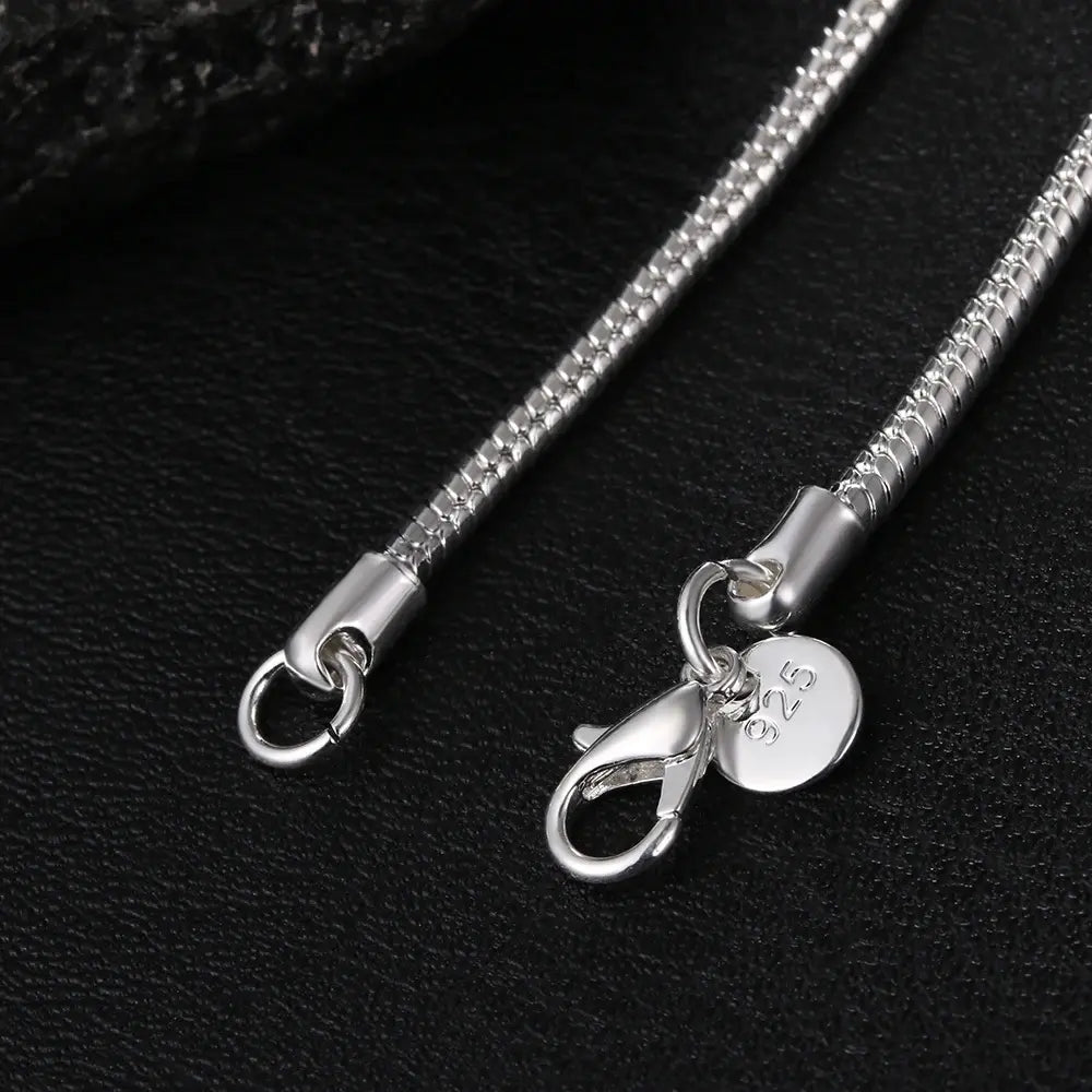 Luvik | 925 3mm Sterling hopea käärme kaulaketju