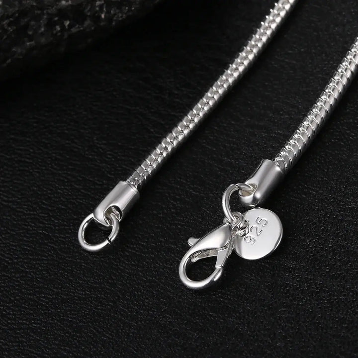 Luvik | 925 3mm Sterling hopea käärme kaulaketju