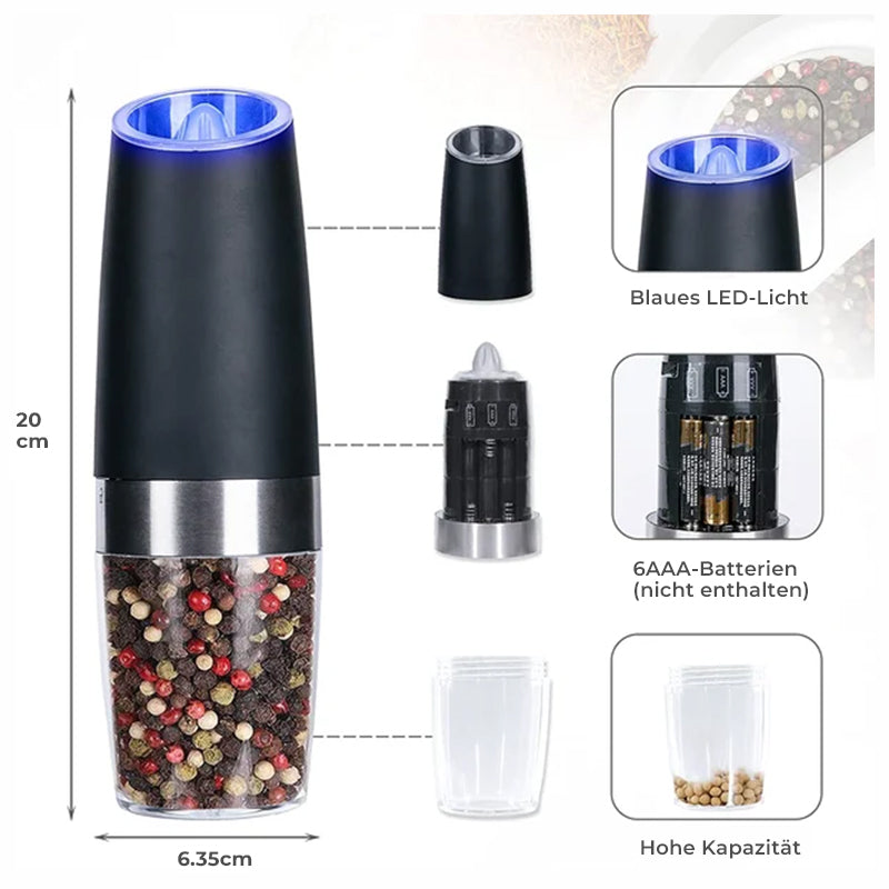 Luvikno | elektrisk tyngdekraft induksjon salt- og pepperkvern
