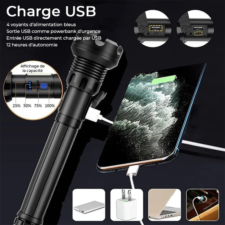 Taktisk oppladbar laser LED lommelykt | luvikno