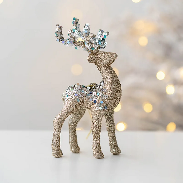 Luvikno | Sprudlende Hjort Ornament – Luksus Juledekorasjon for en Festlig Atmosfære