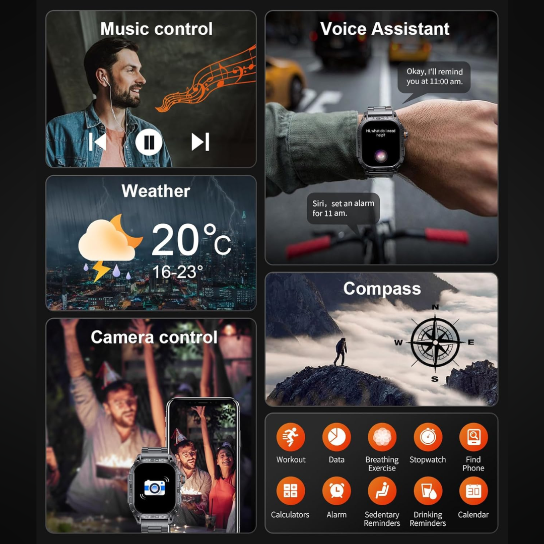 Slitesterk Smartwatch – Vanntett beskyttelse med militærgrad holdbarhet Luvikno