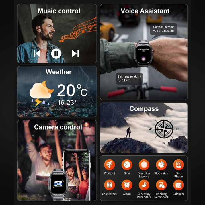 Slitesterk Smartwatch – Vanntett beskyttelse med militærgrad holdbarhet Luvikno