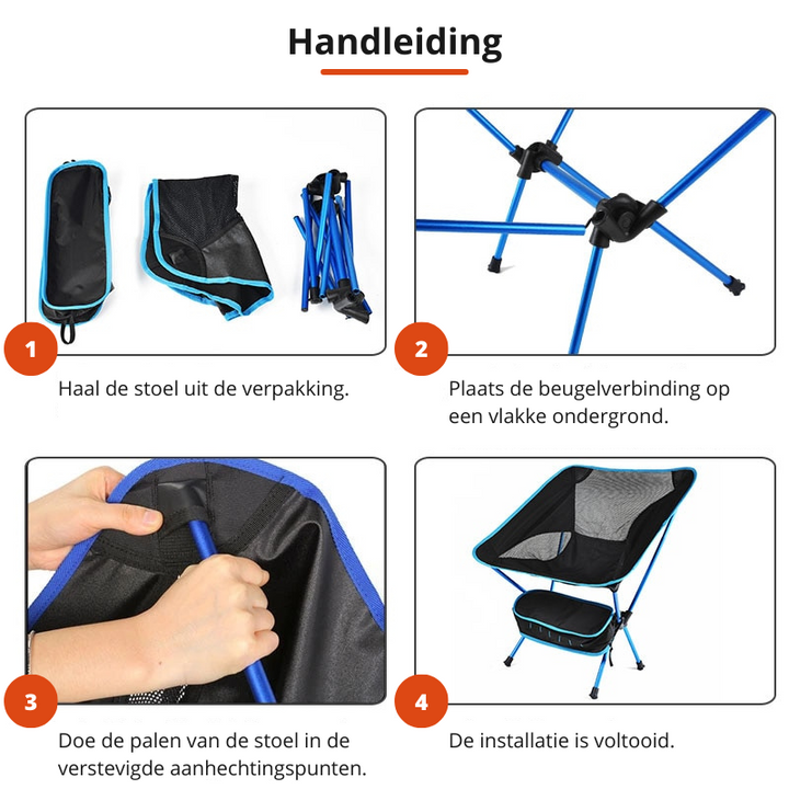 MoonFold Stol - Kompakt Sammenleggbar Stol for Utenfor Luvikno