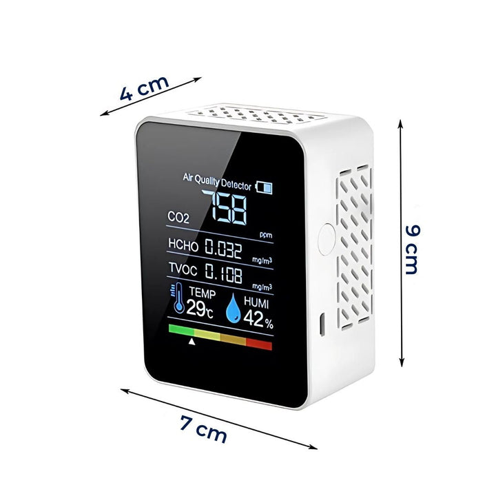 AirSense Pro CO2 Karbondioksidmåler Luftkvalitetsdetektor | Sanntidsvarsler - Luftkvalitetsmåler - for Rent Luft Luvikno