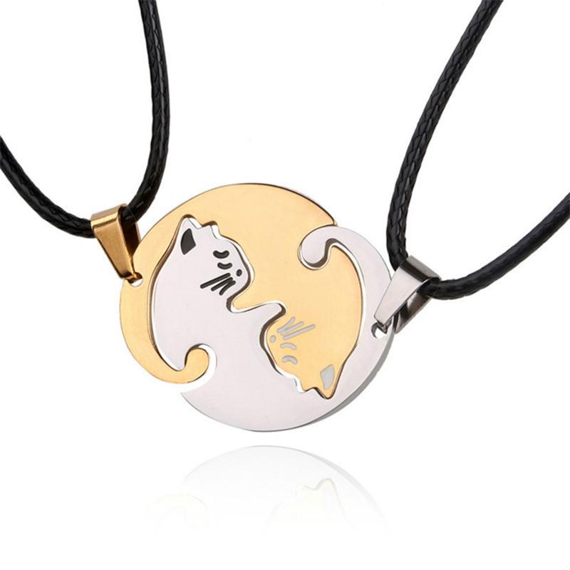 Yin ＆ Yang katt design halskjede | Luvikno