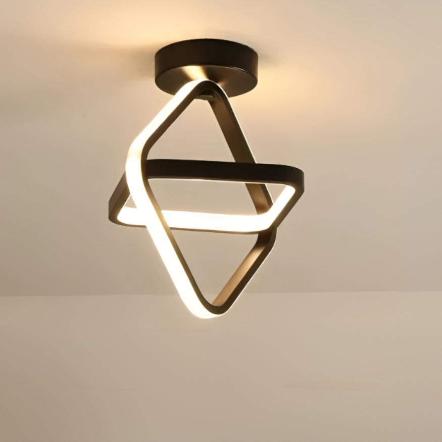 Moderne LED Taklampe 18W | Kreativ Design med 2 Ringer | Energivennlig Belysning for Stue & Kontor 24 cm | Luvikno
