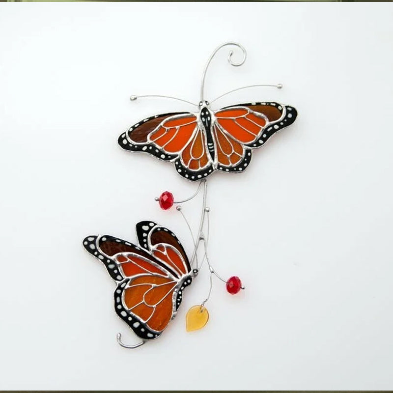 Flekkete Monarch Butterfly Glass Window Decor | Luvikno