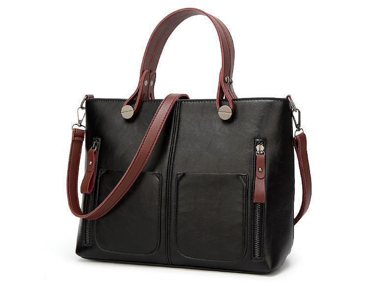 Cera - Dobbel Frontlomme Vintage Tote Håndveske | Luvikno