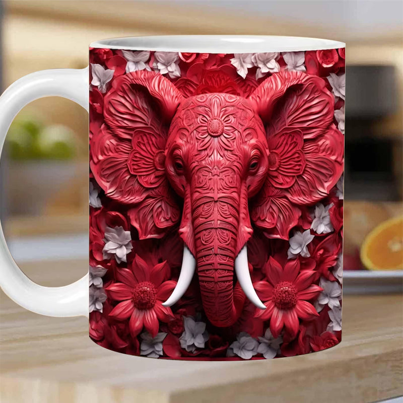 3D Elefant Blomster Kopp | Luvikno