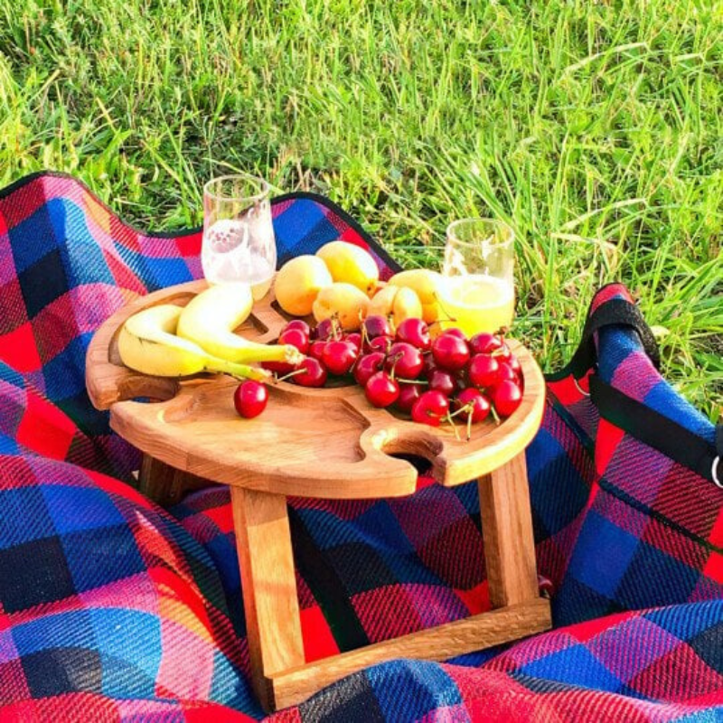 WineNest - Stilig Sammenleggbart Piknikbord for Vin Luvikno