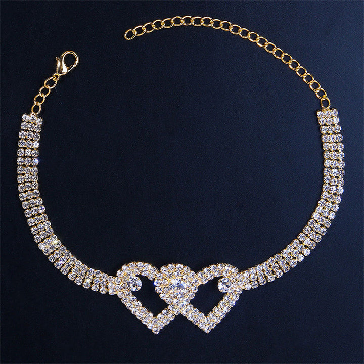 Luvikno | Double Love Heart Rhinestone Anklet