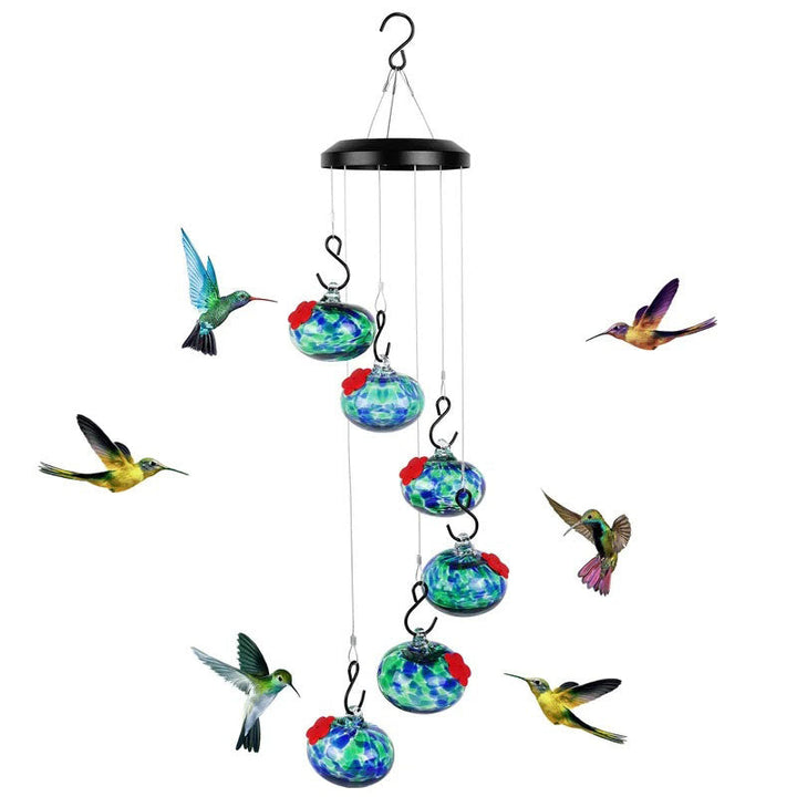 ChimeFeeder håndlaget glass colibri mater med vindklokke Luvikno