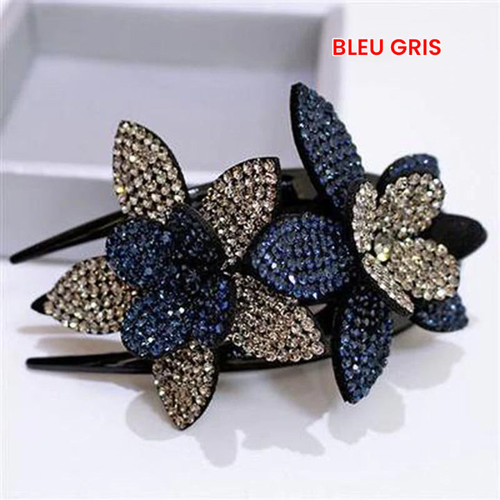 Double Flower Rhinestone Hair Pin | Luvikno