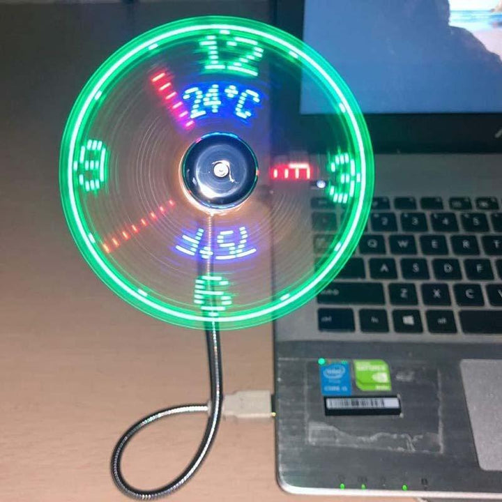 USB-vifte med LED-klokkbelysning | Luvikno