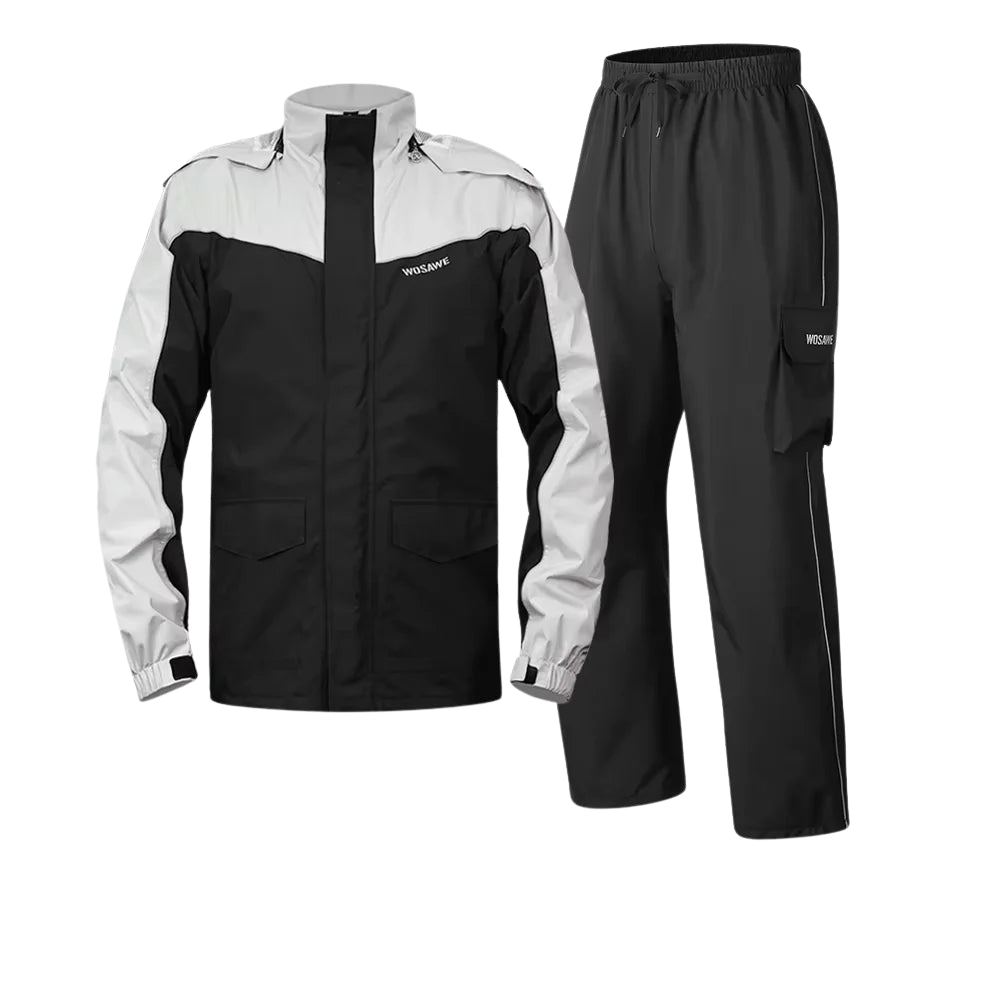 Luvik | Miesten moottoripyörä sadejakku vesitiivis - Heijastava musta/vihreä S-2XL