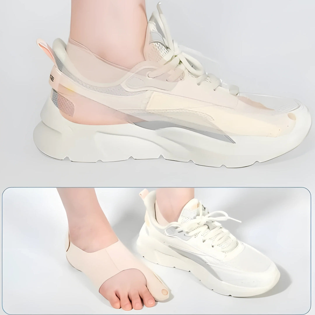 Smertereduserende gelpadding – Ultra-slim stretchstoff – Hverdagskomfort og justering for hallux valgus Luvikno