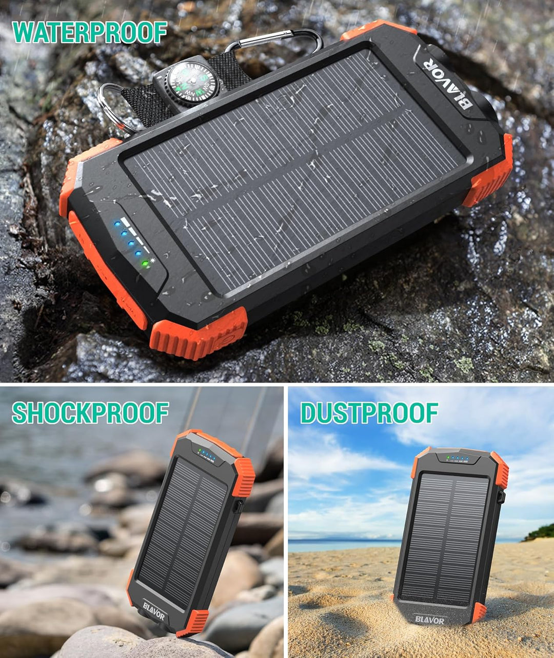 Rivanta Solar-Powerbank Nødlader IPX4 | Luvikno