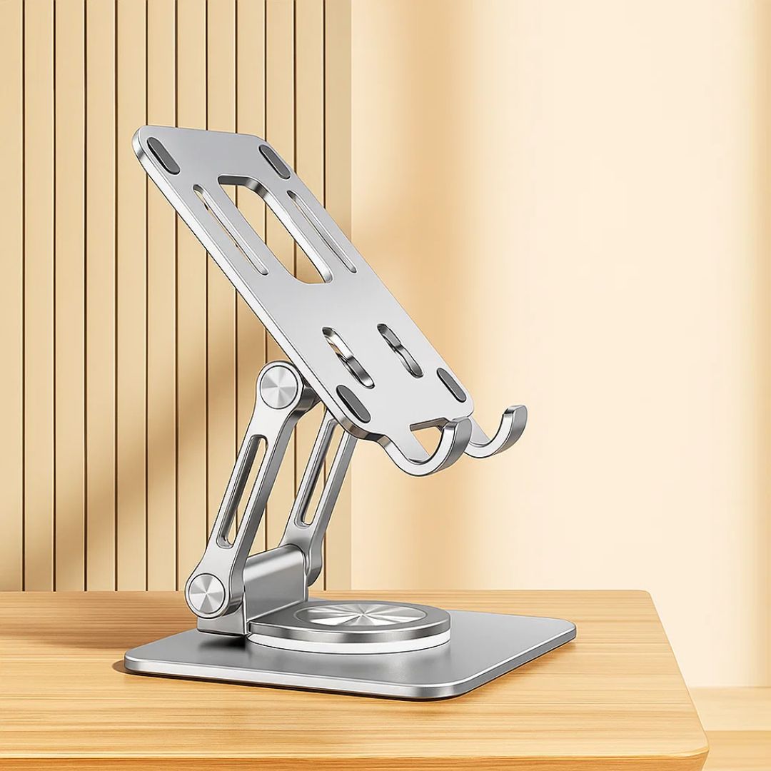 DeskEase | Justerbar Nettbrettstativ – Ergonomisk Komfort – Sammenleggbar Anti‑skli Design – Ideell for Arbeid, Studier, Reiser & Videokonferanser Luvikno