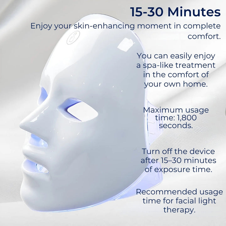 GlowSkin Pro LED Lysbehandling Maske | Stimulerer Kollagen - Reduserer Rynker - Forbedrer Hudtexture - Beroliger Rødhet Luvikno