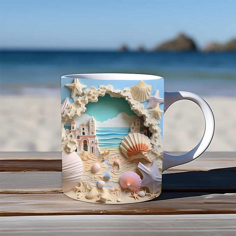3D Ocean Beach Break Through Theme Kaffeekopp | Luvikno