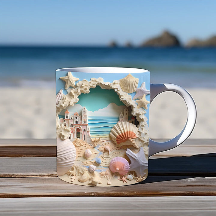 3D Ocean Beach Break Through Theme Kaffeekopp | Luvikno