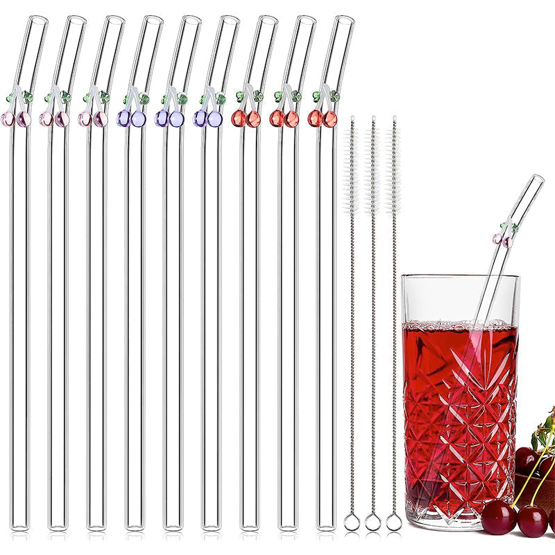 6 PCS Gjenbrukbare Farget Glass Strå med Rengjøringsbørste | Luvikno