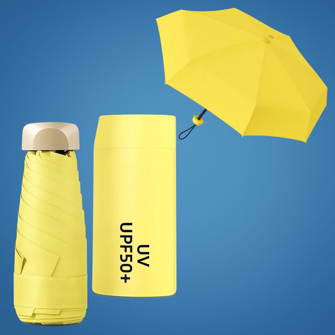 UrbanBrolly | Mini UV Sammenleggbar Paraply – UPF 50+ Solbeskyttelse – Vannavvisende – Lett Bærebar Størrelse Reise Bruk Luvikno
