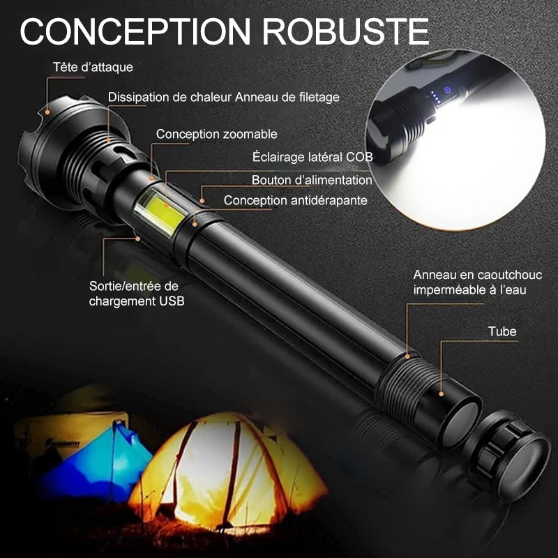 Taktisk oppladbar laser LED lommelykt | luvikno