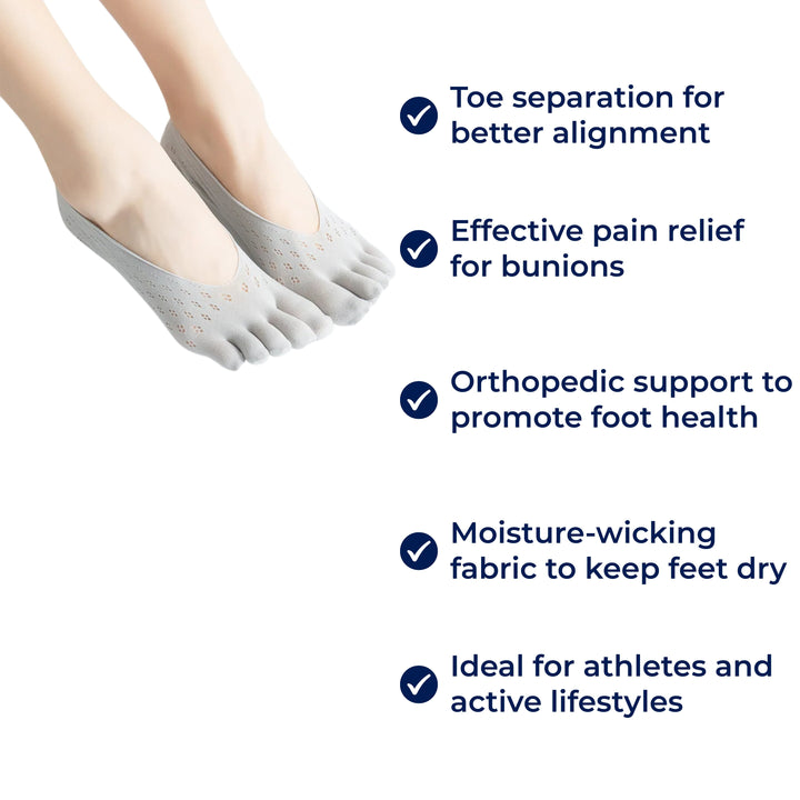 ToeAlign | Ortopediske Tå Sokker – Tå Separasjon, Fukttransporterende & Lindring for Hallux Valgus, Hammerfott & Idrettsfot Luvikno