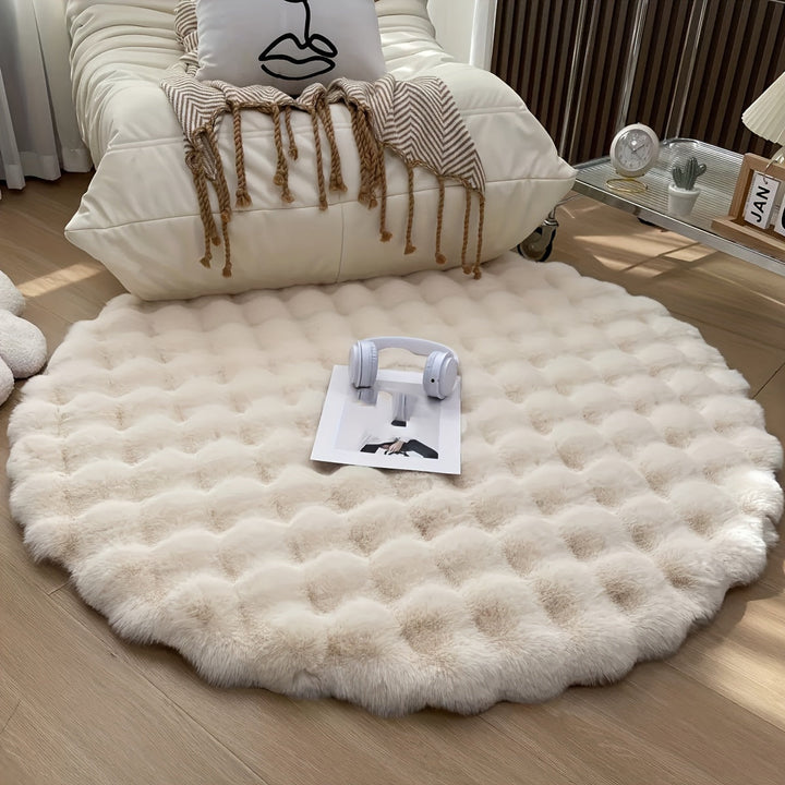 Rund fluffy teppe for stilige rom – Mykt teppe for stue og soverom | Luvikno