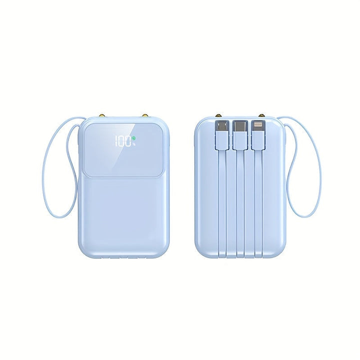 Luvikno | 10000mAh Portable Power Bank with Fast Charging and Built-in Cables – Compact Phone Charger with LED Display