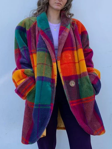 Luvik | Oversized rutete damejakke Fargerik design