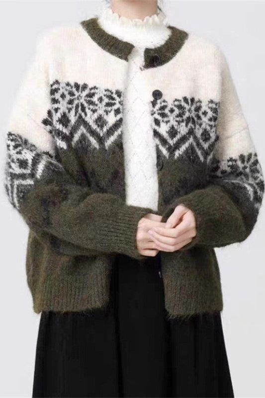 Luvik | Retro Nordic Julen Snømann Jacquard Strikkegenser