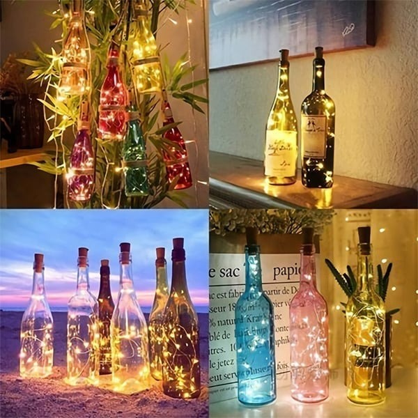 Led Flaske Lys Kork Natt Lys DIY Dekor | Luvikno