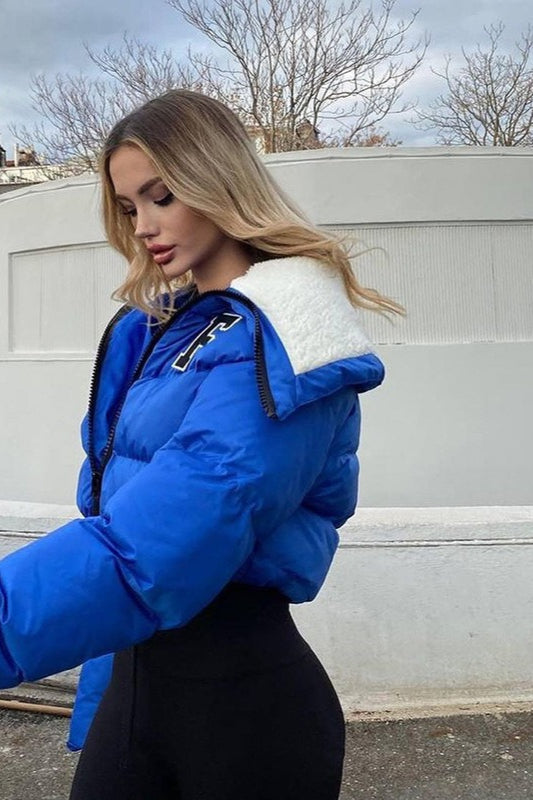 Luvik | Fleece Patchwork Tekoturkishuppari Collarin Puffer Jacket