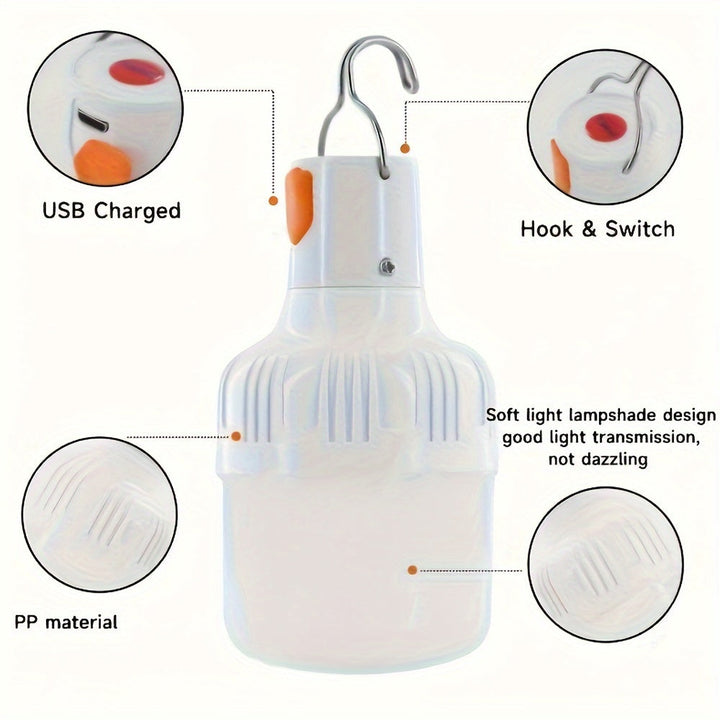 PowerGlow LED Lampe - Oppladbar USB Lampe med Litiumbatteri og ABS-hus | Luvikno