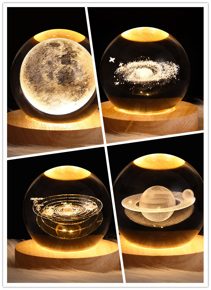3D Galaxy Crystal Ball LED Nattlys | Luvikno