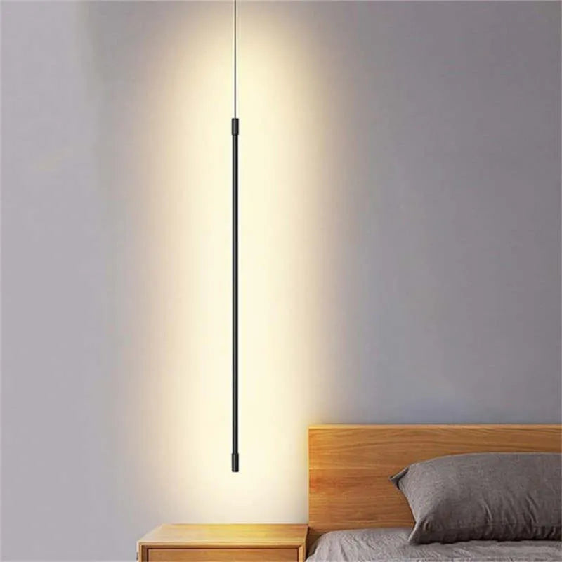Pendellampe Slim Svart Metall Soverom Lampen Luvikno