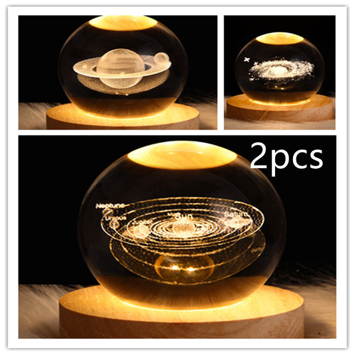 3D Galaxy Crystal Ball LED Nattlys | Luvikno