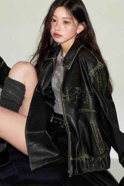 Luvik | Koriste Tekonahkainen Biker-takki