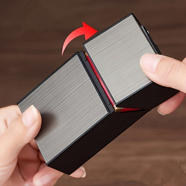 Luvikno | 2-i-1 USB oppladbar lighter og sigarettetui - Stilig herre 20-sigarett holder, fuktighetsbestandig og slitesterk