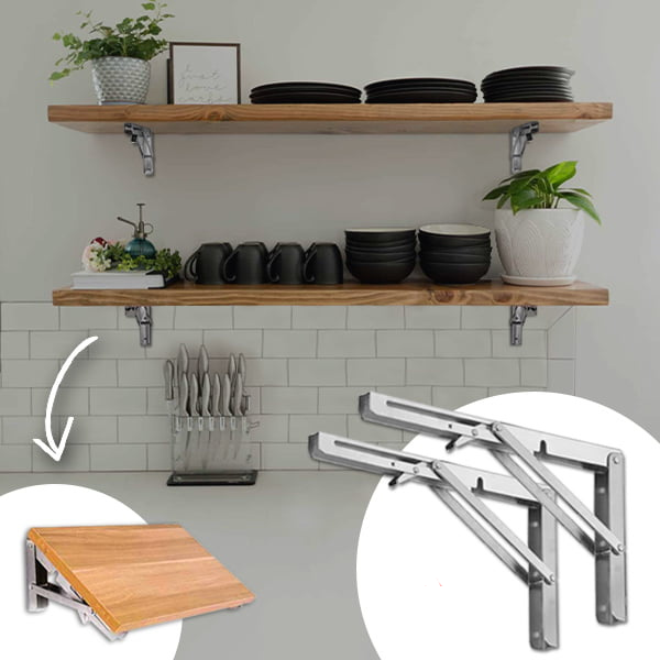 Folding Brakett | 2 sett tykke rustfrie stål sammenleggbare bordbraketter | Luvikno